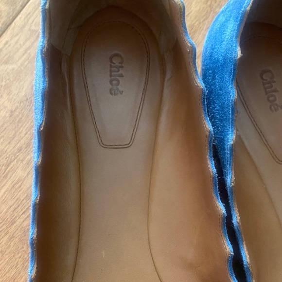 Chloe Lauren Blue Suede Scalloped Flats sz 9.5 - Picture 4 of 7
